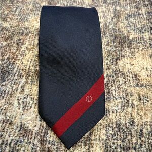 Vintage Dunhill Navy Silk Tie Red Stripe Made In London 3in